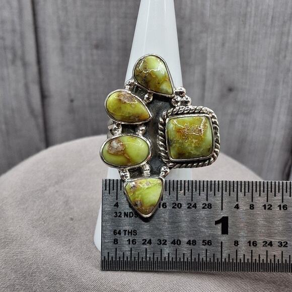 Palomino Turquoise Cluster Ring Size 7 Sterling Silver Southwestern Style - Picture 6 of 9